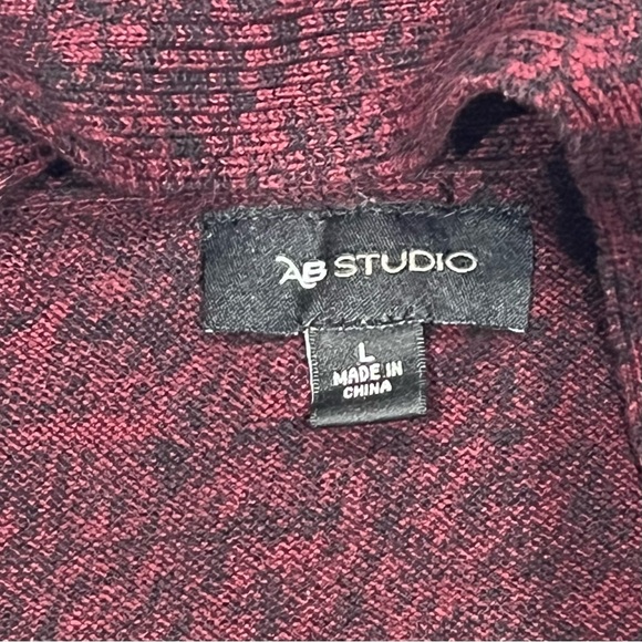 AB Studio open front cardigan in burgundy & black. Size Large. - Picture 5 of 7